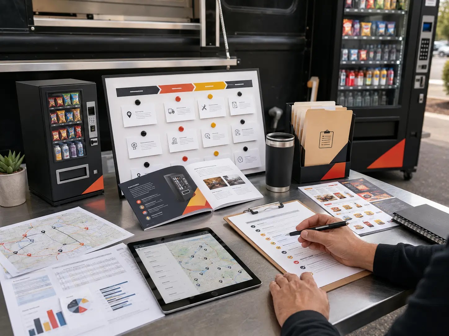 Vending Machine pitch deck and launch checklist workspace